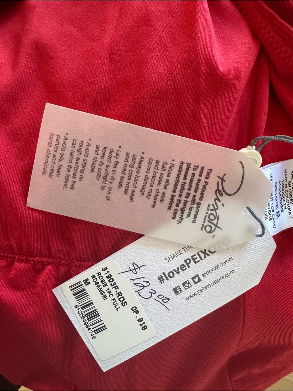 NWT Peixoto Rosie One Piece Swimsuit Bathing Suit Ribbed Red Sangria Medium - Picture 7 of 7